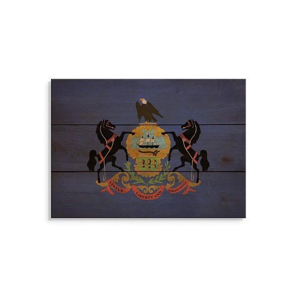 Wile E. Wood 15 x 11 in. Pennsylvania State Flag Wood Art FLPA-1511